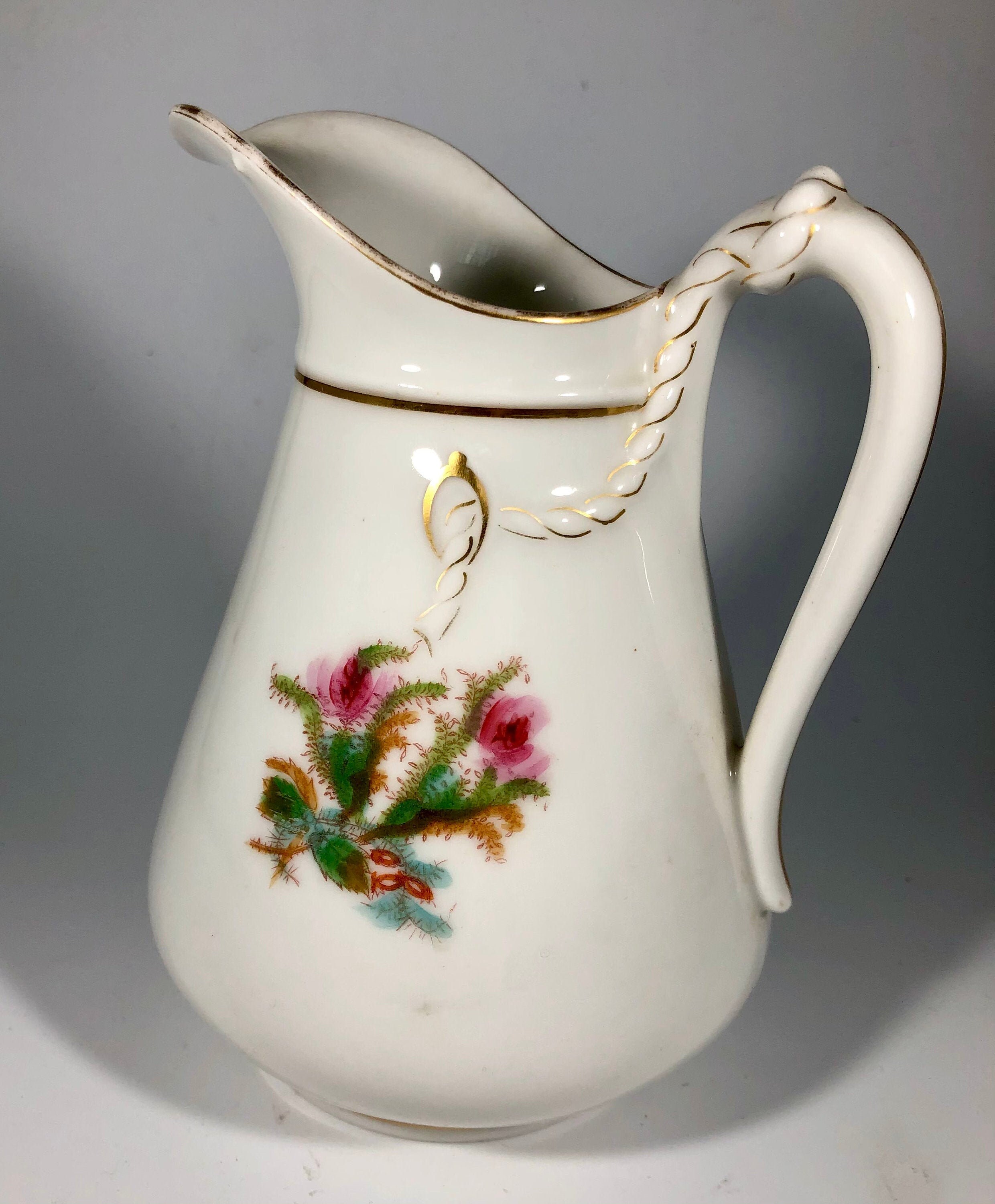 Haviland & Co. Limoges Antique Creamer or Syrup Pitcher Antique Moss