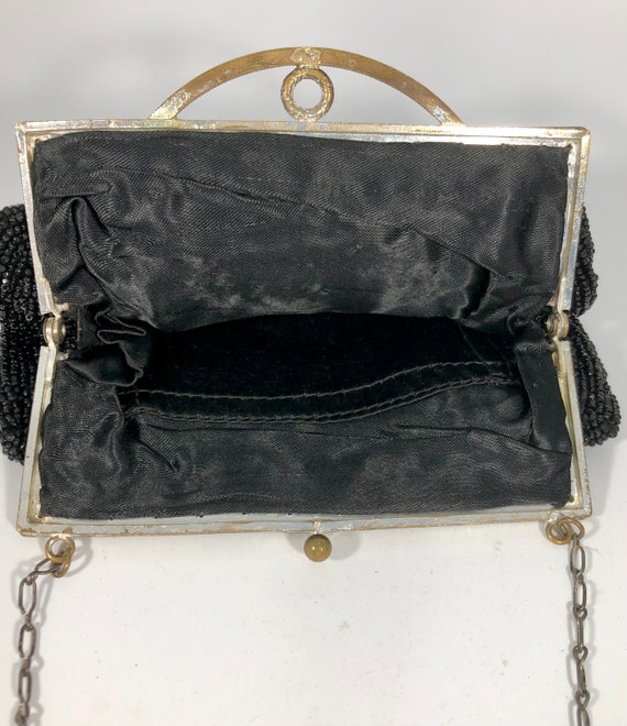 Antique Art Deco Black & Gold Beaded Evening Bag -192… - Gem