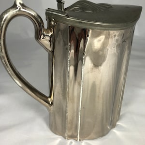 Silver Luster Antique  Pitcher with Pewter Cover - England