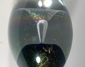 Vintage Art Glass Egg-Shaped Paperweight - Signed Eickholt - 1987