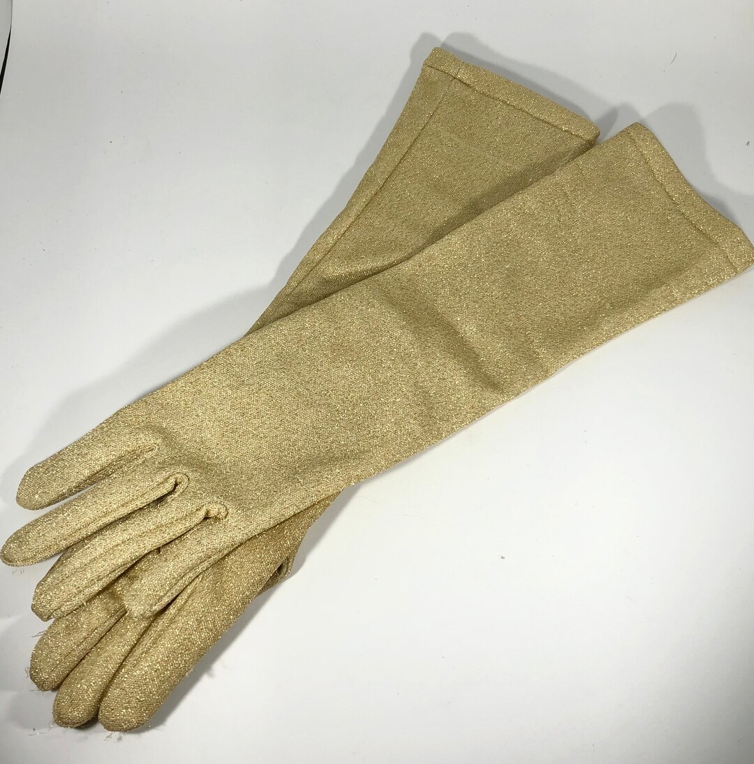 Vintage Gold Glitter Mesh Opera Gloves One Size Etsy