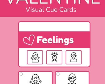 Valentine Visual Cue Cards | Feelings, Kindness & Regulation | SEL Autism SPED Lanyard Cards