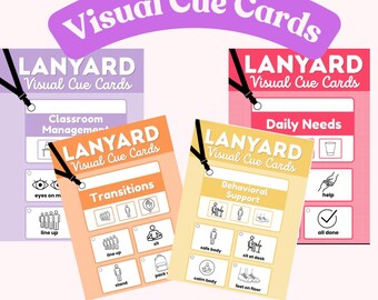 Lanyard Visual Cue Cards Bundle Daily Needs • Classroom Management • Behavior Support • Transitions