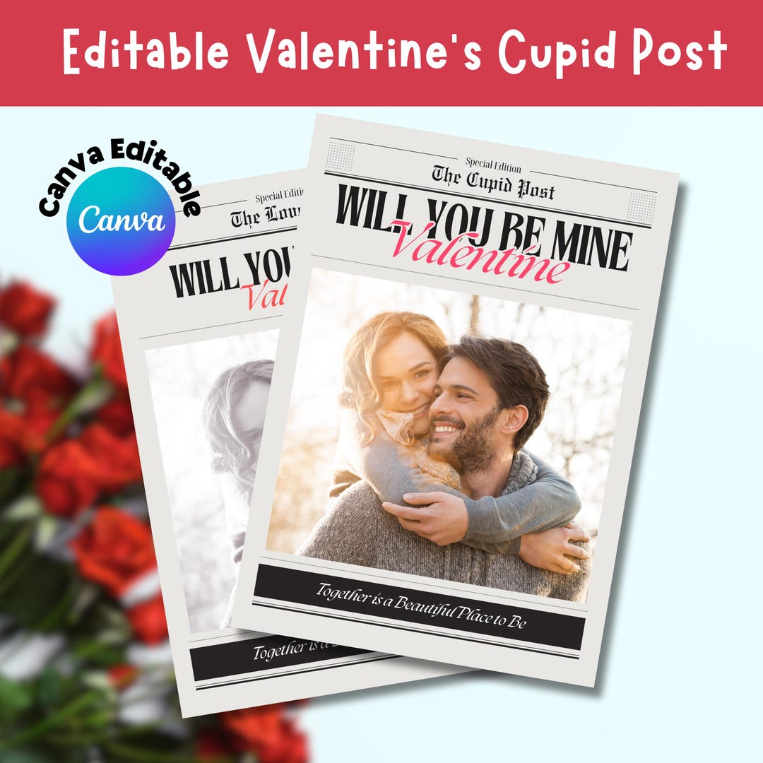 Valentine's Cupid Post Newspaper Template, Valentine Flower Wrap Insert