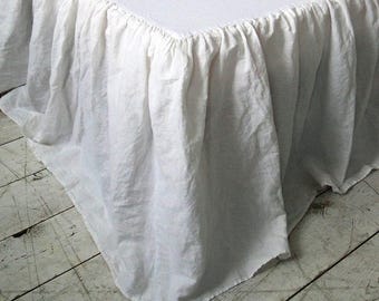 Saia de cama com babados em linho. Saia de cama para proteção contra poeira. Colcha de linho. 100% linho. Natural. Ecológica. Todas as cores. Todos os tamanhos.