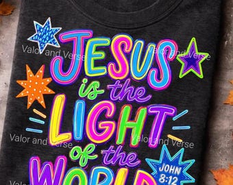 VBS Jesus is the Light of the World PNG, John 8:12 PNG, Christian kids Illumination Station Design for Printing Tshirts  (Digital Download)
