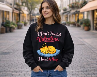 Funny Anti Valentine Cat PNG, I Need a Nap Shirt Design, Digital Download