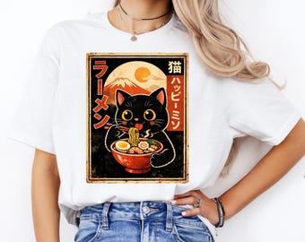 Kawaii Ramen Cat PNG, Japanese Anime Food Art (Digital Download)