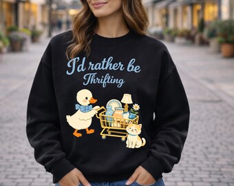Thrift Lover PNG, Duck Cat Illustration (Digital Download)