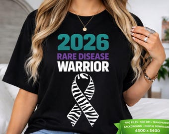 Rare Disease Warrior Zebra Ribbon PNG: Awareness Design Digital Download
