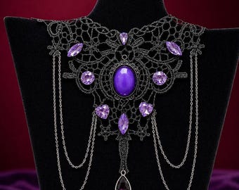 Lavender Lace Choker, Pastel Goth Dark Romantic Necklace, Whimsigoth Gift for Her