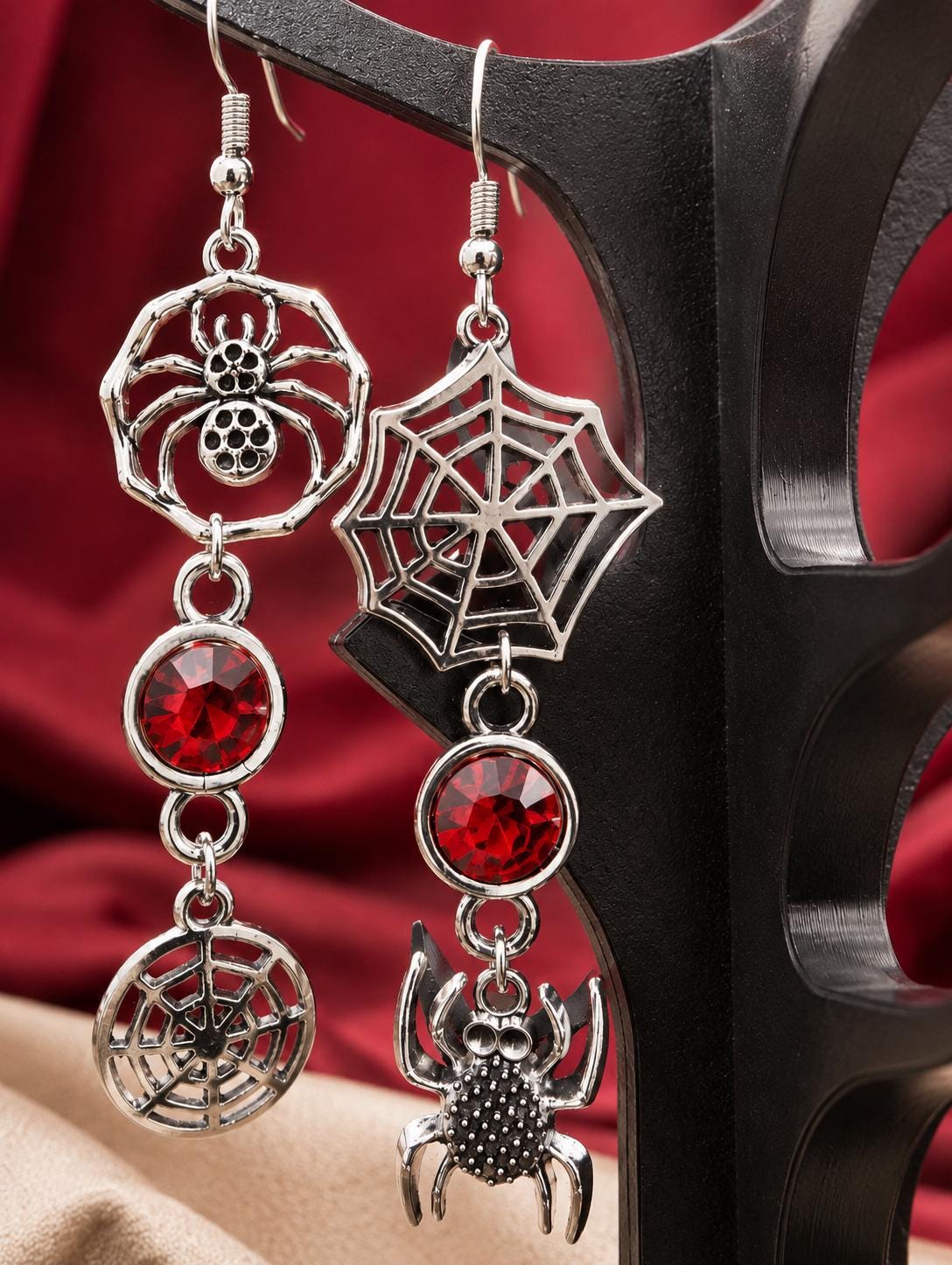 Asymmetrical Spider Web Earrings