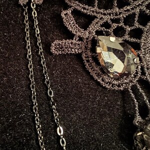 Pentagram Black Lace Choker, Smoky Crystal Witch Necklace, Occult Goth Gift for Her image 8
