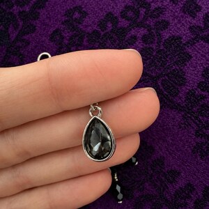 Black Lace Victorian Choker, Crystal Drop Necklace, Gothic Romantic Jewelry image 8