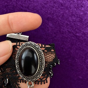 Black Lace Victorian Choker, Crystal Drop Necklace, Gothic Romantic Jewelry image 9