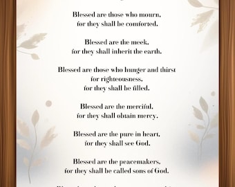 Beatitudes Scripture Art Print | Christian Prayer (Digital Download)