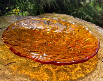 Bol de vidrio con diseño de panal hecho a mano - Plato de arte en vidrio