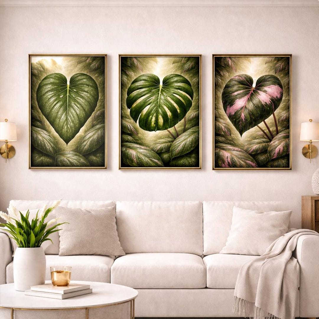 Luxury Botanical Wall Art Set of 3 | Tropical Leaves Fine Art Print - Etsy
