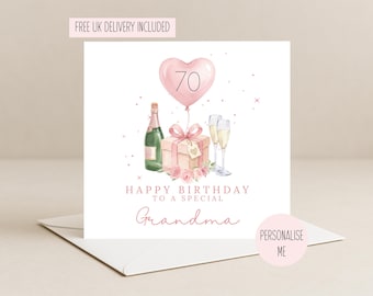 Personalised 70th Birthday Card | For Her | Custom Name & Age Card | Friend, Mum, Grandma