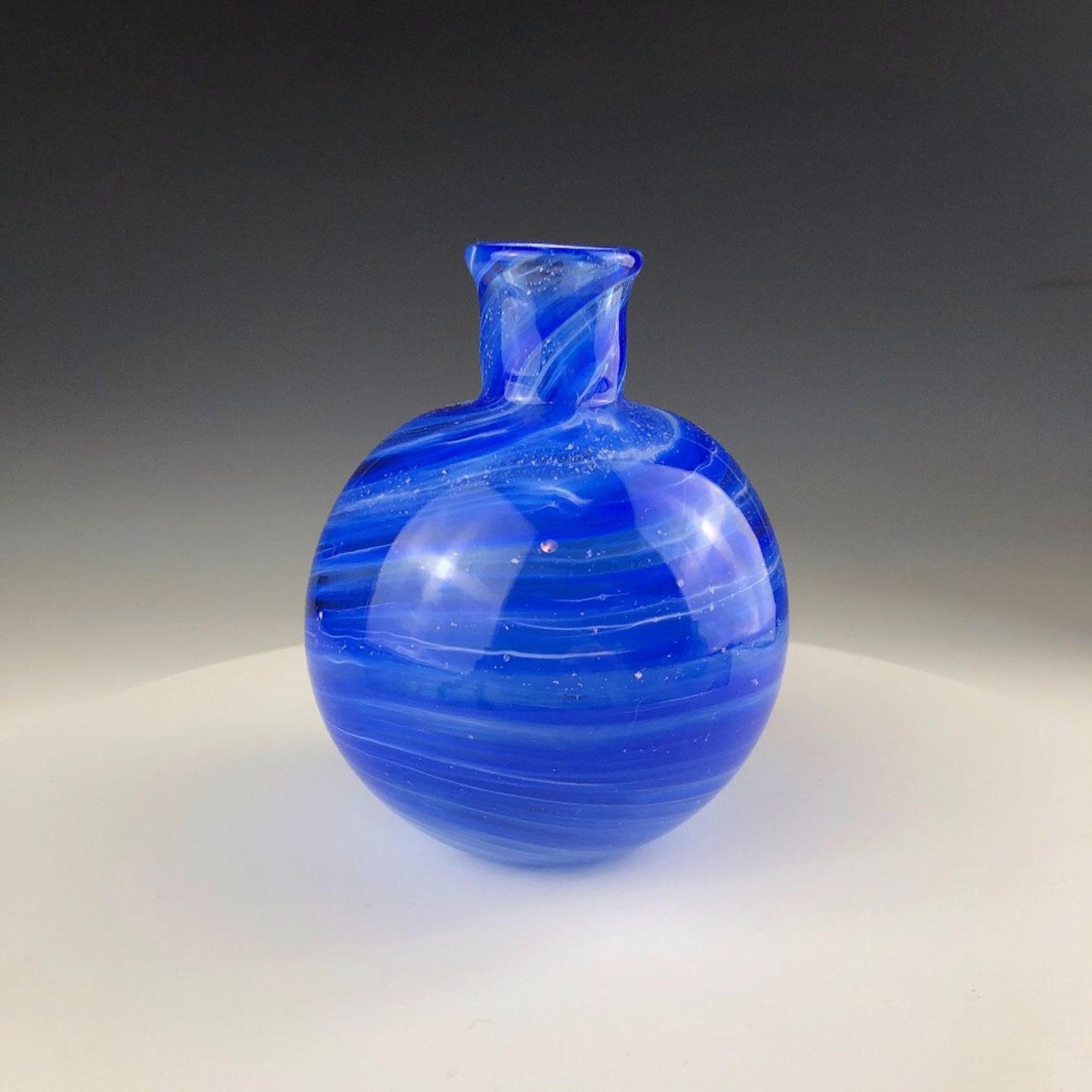 Round Vase Memorial Blown Glass With Ashes for Pets Only Etsy Canada