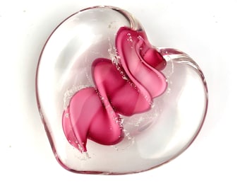 Heart Memorial, blown glass with ashes (For Pets Only)
