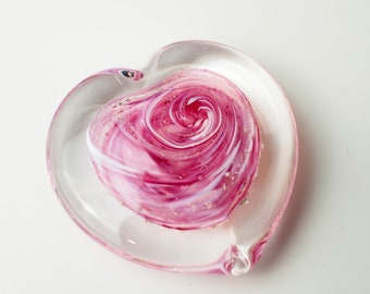 Memorial Glass Heart, Blown Glass with Ashes (Beach Glass Collection) (For Pets Only)