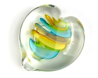 Heart Memorial (Multi-Color), blown glass with ashes (For Pets Only)