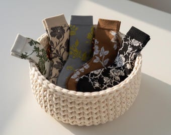 Calcetines florales para mujer / Algodón vintage hasta media pantorrilla / Transpirables y absorbentes / Para usar durante todo el año / Regalo para ella