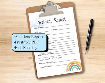 Church Nursery Accident Report Printable | Rainbow Theme | Kids Ministry Incident Form PDF