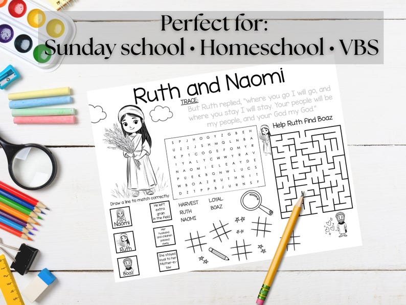 Ruth and Naomi One-page Bible Activity for Kids - Etsy