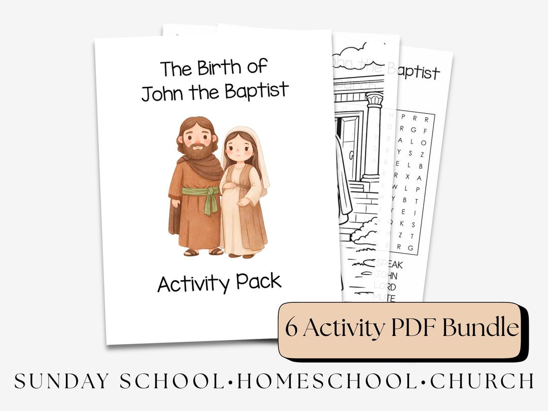 The Birth of John Activity Pack | Sunday School PDF Printable Instant ...