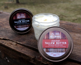 Grass Fed Tallow Butter | Tallow Skin Cream | Body Butter Lotion  | Hydrating Moisturizer | Simple & Organic Ingredients | Eczema Cream