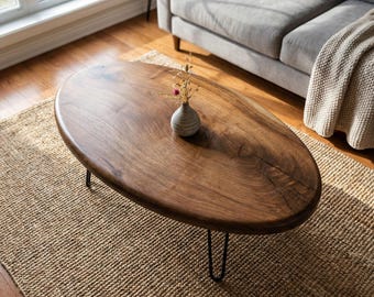 Walnut Live Edge Coffee Table – Rustic Reclaimed Wood, Customizable