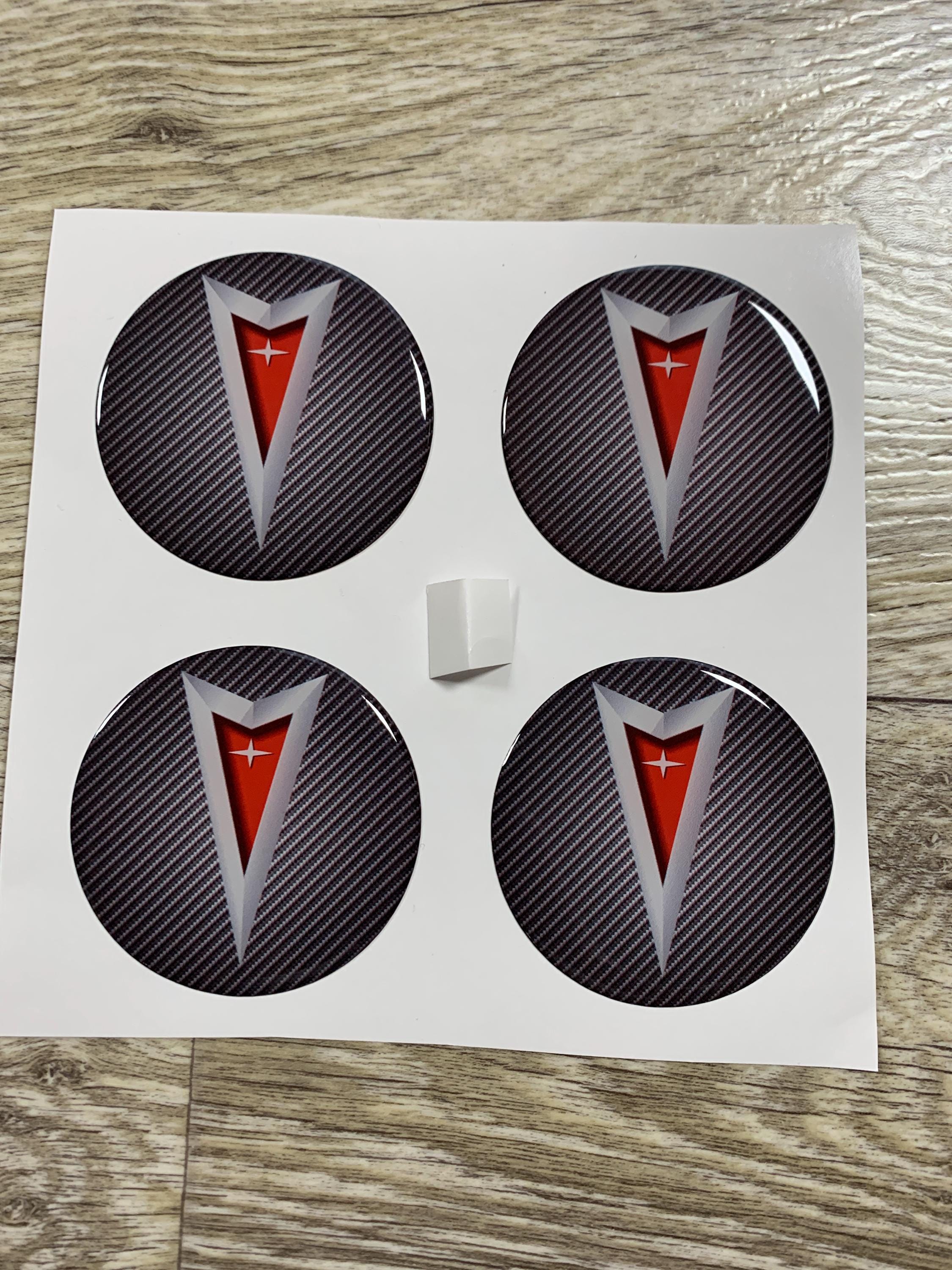 4) pontiac Logo Decal Sticker For Wheel Center Caps 11/2 x1/2