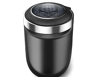Portable Car Ashtray with LED Light and Skull Logo – Trash Can Ashtray / Car Accessory