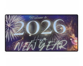 2026 New Year Fireworks Desk Mat | Happy New Year Mouse Pad
