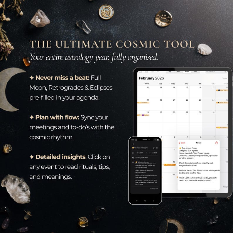 2025-2026 Digital Astrology Calendar for Google & Apple | Moon Phases ...