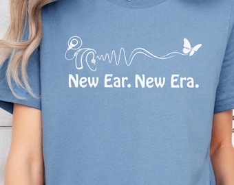 Cochlear Implant Shirt, New Ear New Era, Sound Wave Butterfly Transformation Tee, Hearing Loss Awareness Gift