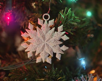 Snowflake Ornament | Christmas Tree Decoration | Winter Holiday Decor | 3D Printed