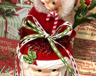 Vintage Christmas Santa Mug Decoration