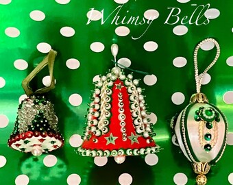 Set of 3 Vintage Sequin Pushpin Ornaments – MCM Handmade Christmas Decorations