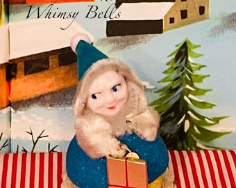 Vintage Christmas Putz Elf Figurine with Present