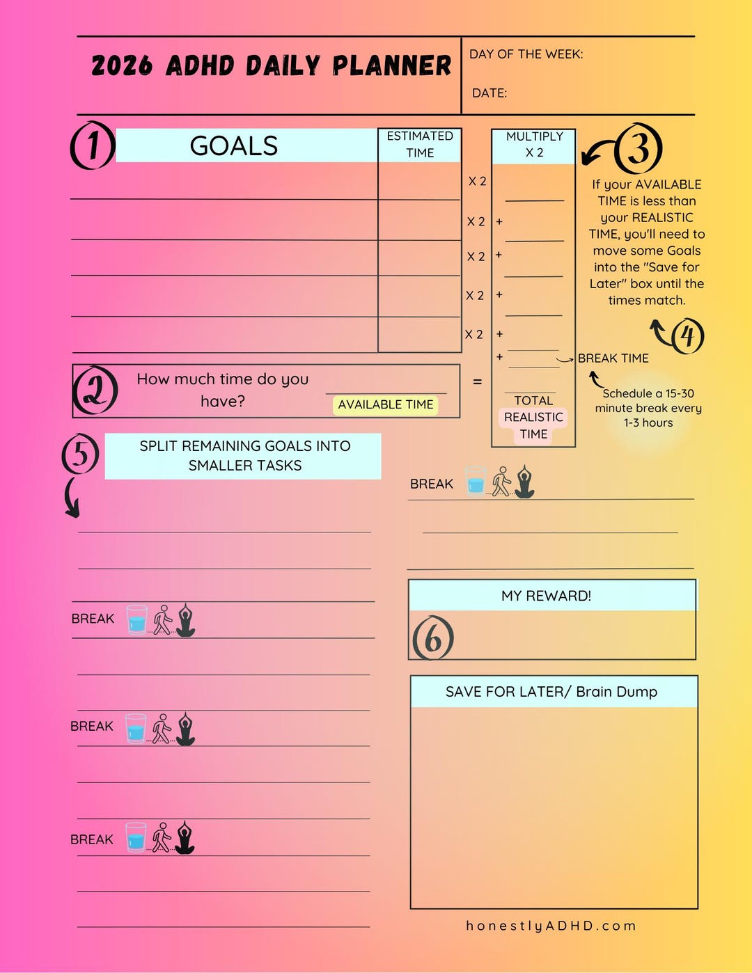 2026 ADHD Digital Planner for Goodnotes iPad | Neurodivergent Daily ...