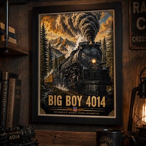 Big Boy 4014 Steam Locomotive Print | Union Pacific Railroad Wall Art (8.5x11)