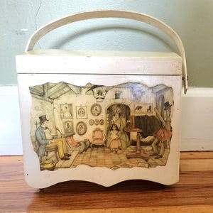 Vintage Anton Pieck decoupage wooden box purse