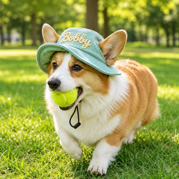 Custom Embroidered Pet Fisherman Hat, Personalized Dog Hat, Cat Name Corduroy Hat, Dog Hat Summer Bucket, Sunhat for Dachshund, Pet Gifts