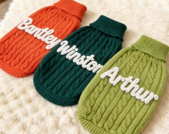 Pet Matching Sweater, Custom Dog Name Sweater, Embroidered Knit Dog Clothes, Personalized Pet Pullover, Dog Sweater with Name, Puppy Sweater