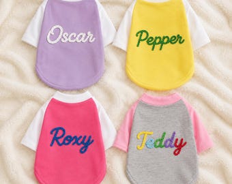 Custom Pet T-Shirt, Embroidered Name Pet Shirt, Personalized Dog Tshirt, Puppy Outdoor Outfits, Funny Dog Shirt, Custom Shirt for Dog