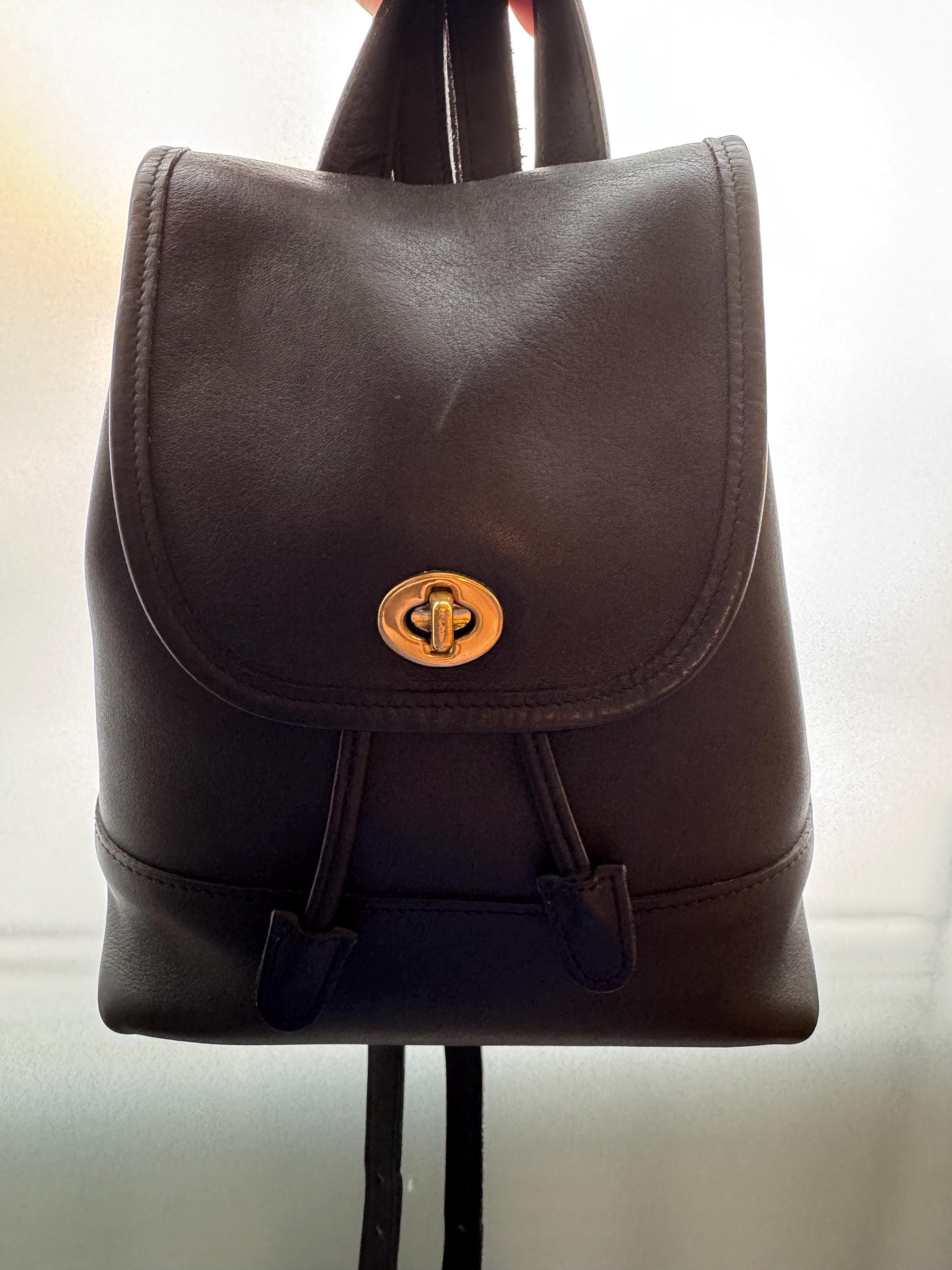 Vintage Leather Backpack Coach - Etsy