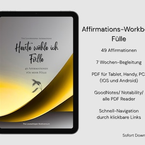 Affirmations-Workbook Fülle | 7 Wochen Mindset Buch | Digitales eBook PDF | mit Hyperlinks | GoodNotes | Notability